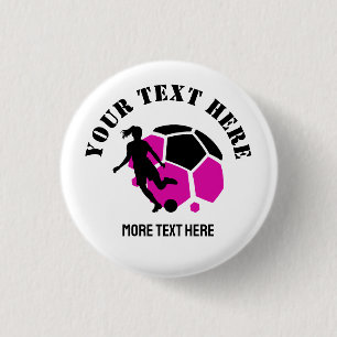 Custom Football Meisje kind Football Verjaardagsfe Ronde Button 3,2 Cm