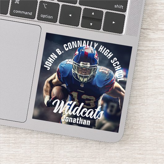 Custom Football Player Foto High School Laptop Sticker (Detail)