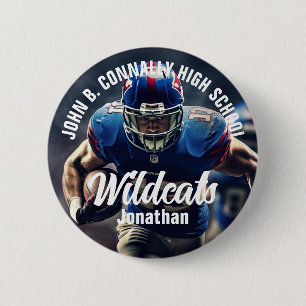Custom Football Player Foto High School Spirit Ronde Button 5,7 Cm