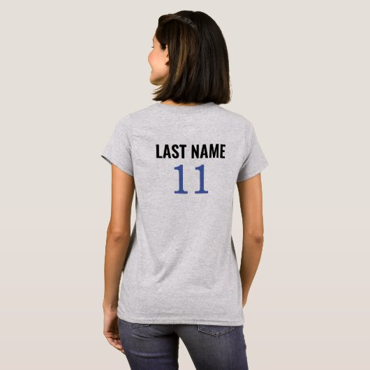 Custom Football Player Name and Number Gray  T-shirt (Achterkant volledig)