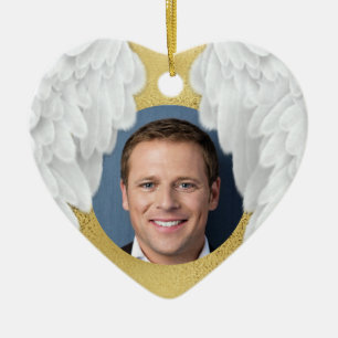 Custom Forever Angel Wings Photo Memorial Keramisch Ornament