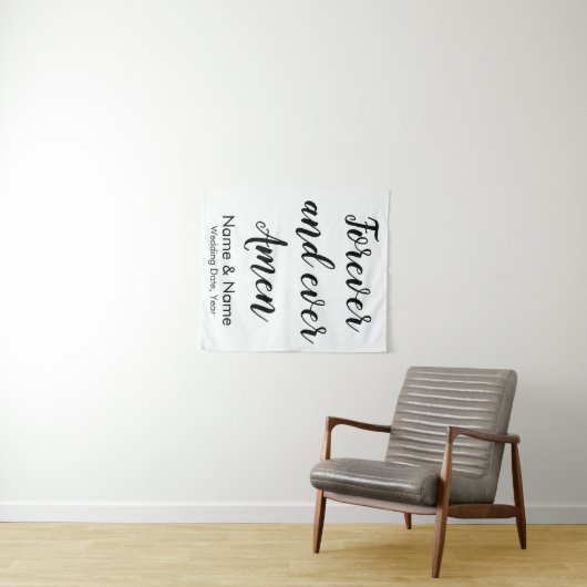 Custom Forever en Ever Amen gepersonaliseerde brui Wandkleed (In Situ (horizontaal))