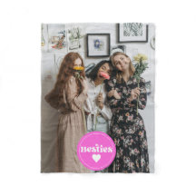 Custom Foto Besties Vrienden Retro Typografie Roze