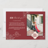 Custom Foto Bloem Dubbele Xi Chinese Bruiloft Bedankkaart (Voorkant)