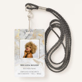 Custom Foto Goud Wit Marmer Elegant Personeel Badge (Voorkant met draagriem)