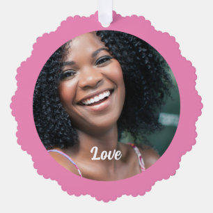 Custom Foto Liefde Roze Leuk Eenvoudig Papier orna Ornament Kaart