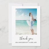 Custom Foto Modern Beach Bruiloft dank u Kaart (Voorkant)