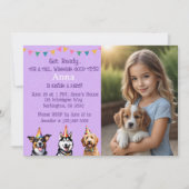 Custom Foto Paarse Puppy Dog Verjaardag Paw-ty Kaart (Voorkant)