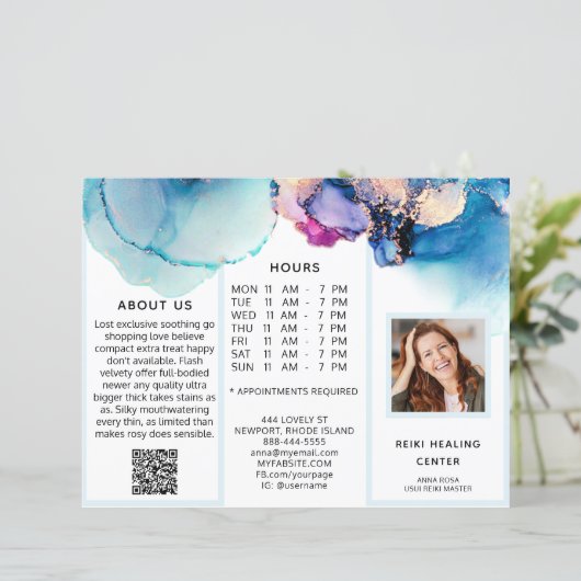 *~* CUSTOM - Foto QR Trifold Brochure Abstract (Staand voorkant)