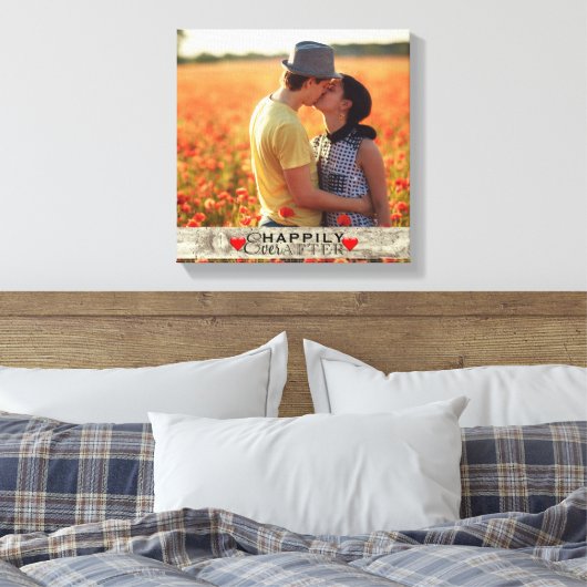 Custom foto rustieke bruiloft gelukkig ooit daarna canvas afdruk (Insitu (Slaapkamer))