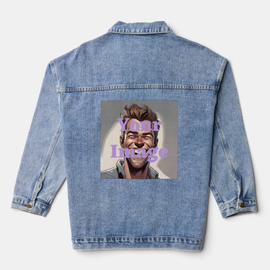 Custom Foto Vrouwen Blauw Denim Jasje Jacket (Achterkant)