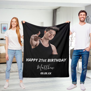 Custom foto zwart wit modern guy verjaardag fleece deken