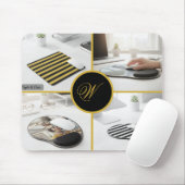 Custom Four Photo Monogram Design Perfect Muismat (Met muis)