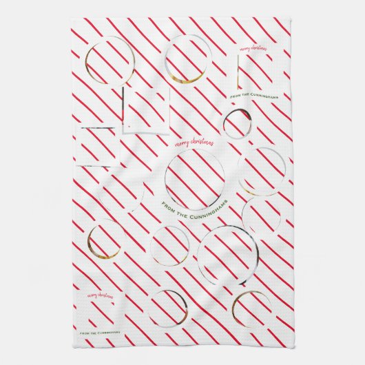 Custom Four-Photo 🎄 Vakantie Gift Theedoek (Verticaal)