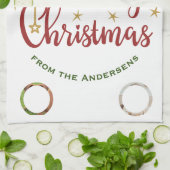 Custom Four-Photo 🎄 Vakantie Gift Theedoek (Gevouwen)