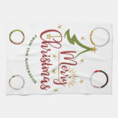 Custom Four-Photo 🎄 Vakantie Gift Theedoek (Horizontaal)