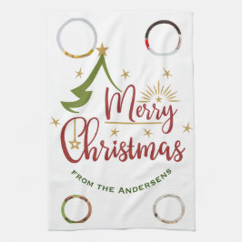 Custom Four-Photo 🎄 Vakantie Gift Theedoek