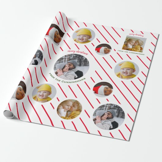 Custom Four-Photo 🎄 Vakantie Kerstcadeau Cadeaupapier (Uitgerold)