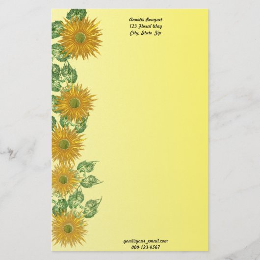 Custom Fractal Artwork Flower Leaf Border Briefpapier (Voorkant)