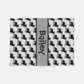 Custom Frans Bulldog hond Silhouet Fleece Deken (Voorkant (Horizontaal))