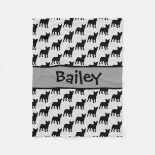 Custom Frans Bulldog hond Silhouet Fleece Deken