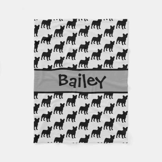 Custom Frans Bulldog hond Silhouet Fleece Deken (Voorkant)