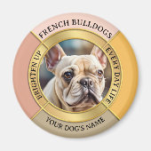 Custom French Bulldog Gold Frame Photo Magnet (Devant)