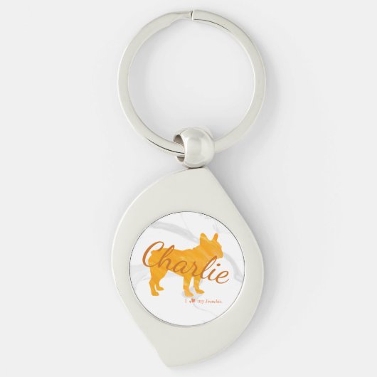 Custom French Bulldog Pastel Orange - Frenchie Sleutelhanger (Voorkant)