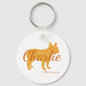 Custom French Bulldog Pastel Orange Frenchie Sleutelhanger (Voorkant)