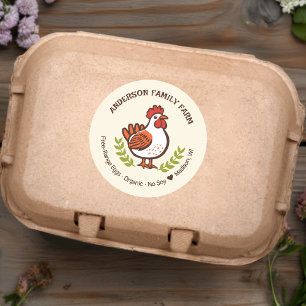 Custom Fresh Eggs Familie Boerderij Schattigee Kip Ronde Sticker