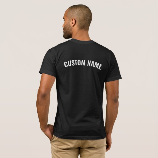 Custom Front and Back Print Name Mens Black T-shirt (Achterkant volledig)