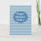 Custom Front Blauw en Wit Chevrons Verjaardag Kaart (Voorkant)