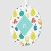 Custom Fruits Monogram Wit Ornament (voorkant)