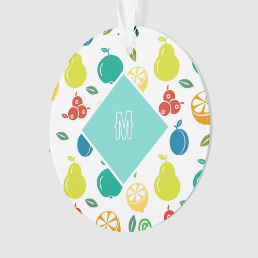 Custom Fruits Monogram Wit Ornament (voorkant)