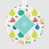 Custom Fruits Monogram Wit Ornament (voorkant)