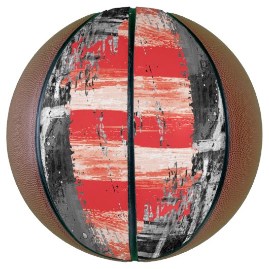 Custom Fullsize Basketball – Red Pulse Abstract Basketbal (Verticaal)