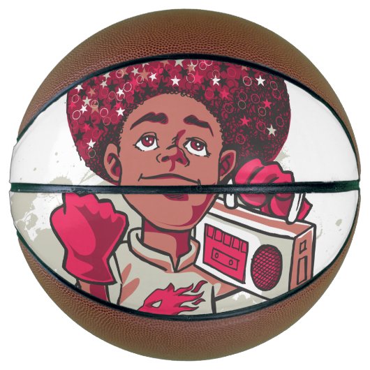 Custom Fullsize Basketball – YOUTH Power Afro  Basketbal (Voorkant)