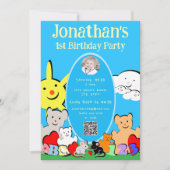 Custom Fun Cute Bears QR Code Birthday Invitation (Voorkant)