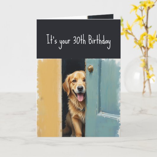 Custom Fun Dog 30 of een andere verjaardag Kaart (Gele Bloem)