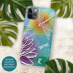 Custom Fun Dragonfly Kleurrijke Moderne Lente Bloe iPhone 11 Pro Max Hoesje