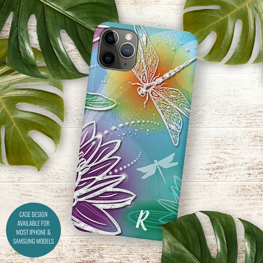 Custom Fun Dragonfly Kleurrijke Moderne Lente Bloe Case-Mate iPhone Case