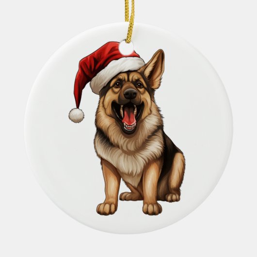 Custom Fun Duitse Herder Christmas Dog Keramisch Ornament (Voorkant)