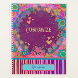 Custom Fun Gepersonaliseerde Naam Paarse Bloemen S Planner