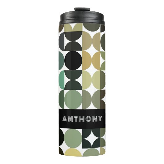 Custom Fun Grijs Groen Mosterd Taupe Bruin Patroon Thermosbeker (Voorkant)
