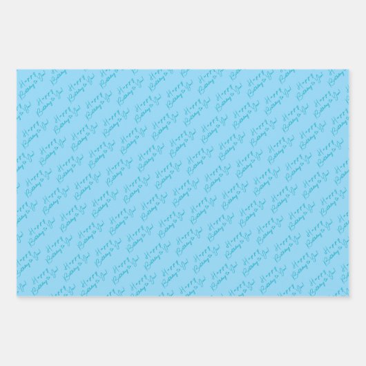 Custom Fun Happy Birthday Pattern Roze Blauw Groen Inpakpapier Vel (Voorkant 2)