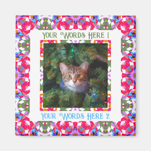 Custom Fun Jolly Red Feestelijke Eerste Kerstfoto Magneet
