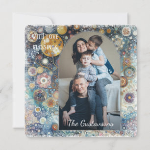 Custom Fun Kleurrijke Abstracte Sneeuwvlokken Flor Feestdagenkaart