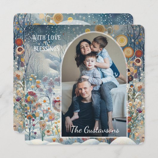 Custom Fun Kleurrijke Abstracte Sneeuwvlokken Flor Feestdagenkaart (Voorkant / Achterkant)