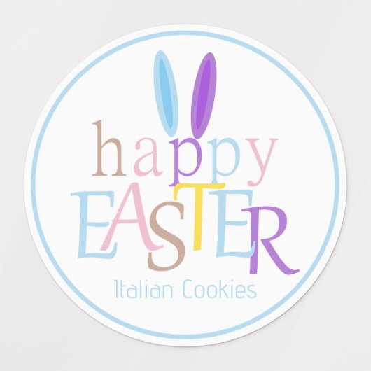 Custom Fun Kleurrijke Konijnenoren Gelukkig Pasen Labels (Design 2)
