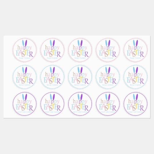 Custom Fun Kleurrijke Konijnenoren Gelukkig Pasen Labels (Vel)